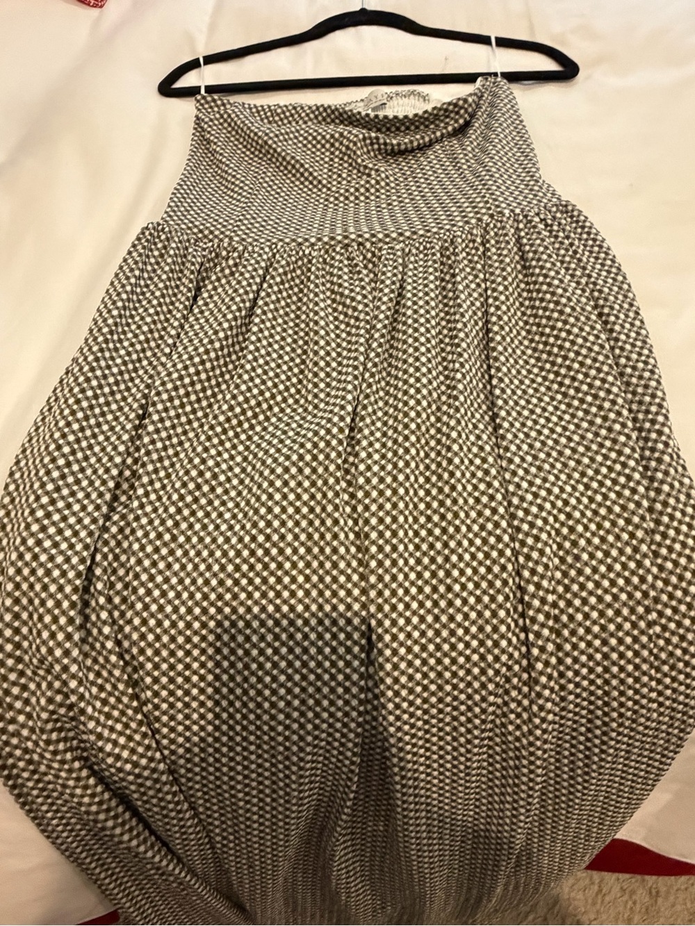 WAYF Brown Ivory Gingham Smocked Midi Dress Size M